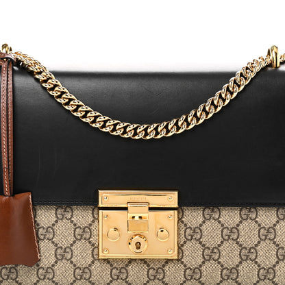 Gucci GG Supreme Monogram Calfskin Medium Padlock Shoulder Bag Beige Black Cuir 8 of 10