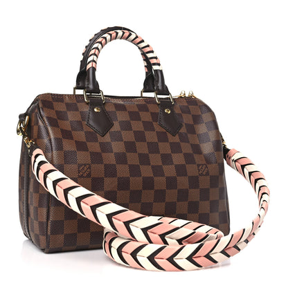 Louis Vuitton Damier Ebene Braided Speedy Bandouliere 25 Pink 3 of 9