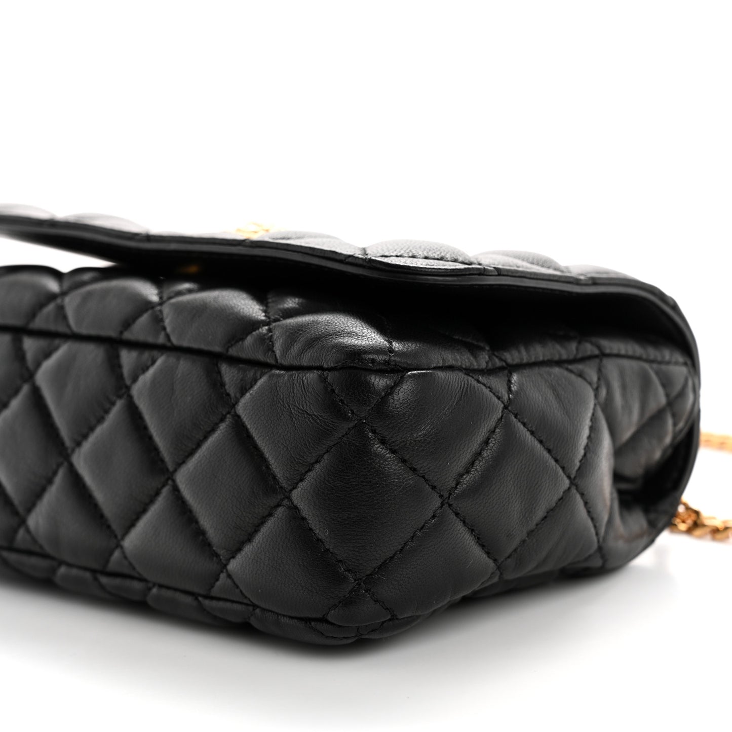Nappa Quilted Small Medusa Chain Crossbody Black