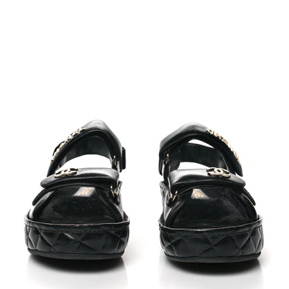 Chanel Shiny Calfskin Logo Platform Sandals 41 Black 2 of 8