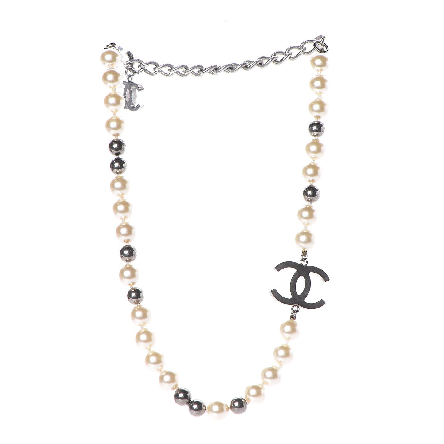 Pearl CC Short Necklace Silver