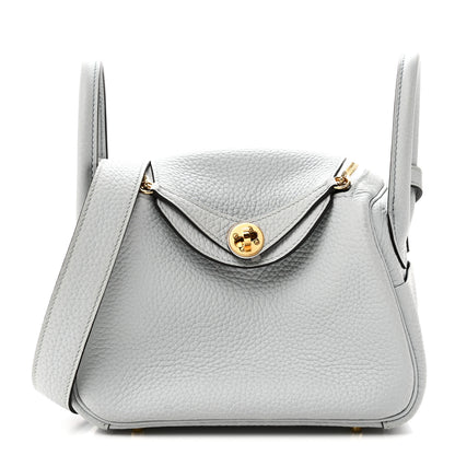 Hermes Taurillon Clemence Mini Lindy 20 Bleu Pale 1 of 11