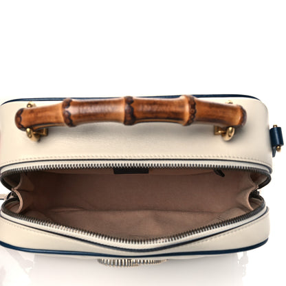 Gucci Vintage Effect Calfskin Matelasse Diagonal Small Torchon GG Marmont Bamboo Top Handle Shoulder Bag Mystic White Blue Agata 5 of 11