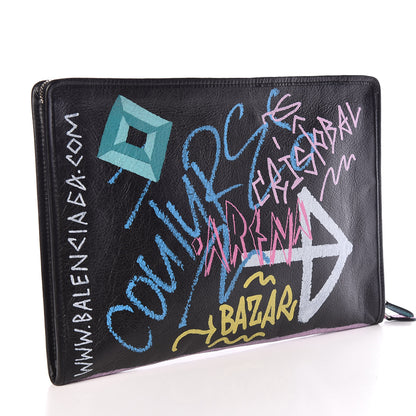 Balenciaga Agneau Arena Graffiti All Over Bazar Pouch Black Multicolor 3 of 7