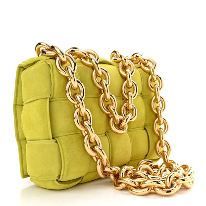 Bottega Veneta Suede Maxi Intrecciato Padded Chain Cassette Crossbody Bag Kiwi 3 of 10