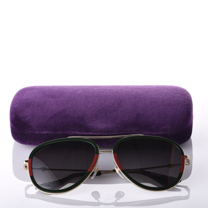 Gucci Web Aviator Sunglasses GG0062S Green Red 8 of 8