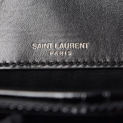 Saint Laurent Patent Crocodile Embossed Lambskin Monogram Baby Niki Chain Satchel Black 5 of 8