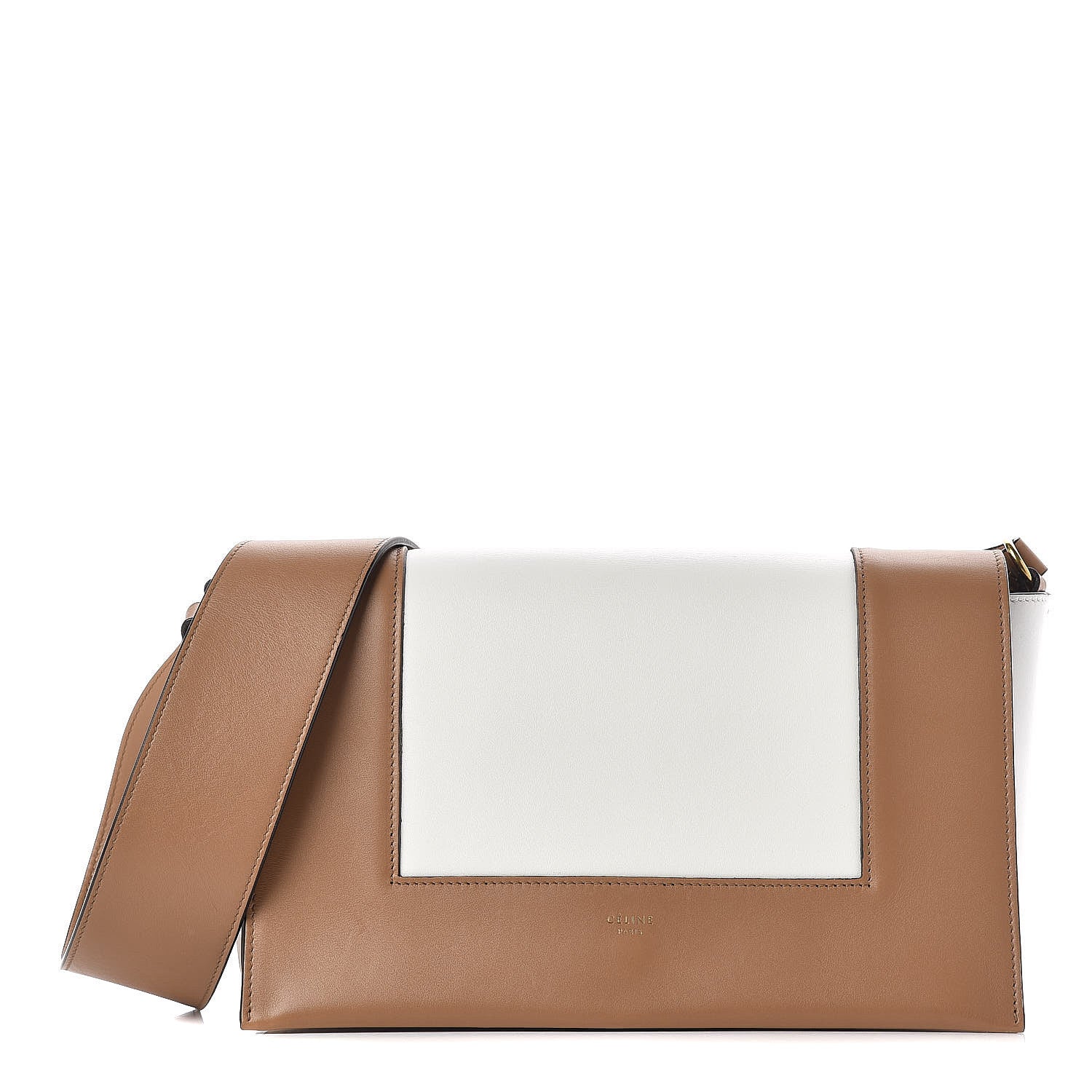 Celine Shiny Smooth Calfskin Medium Frame Shoulder Bag Tan Optic White 1 of 10