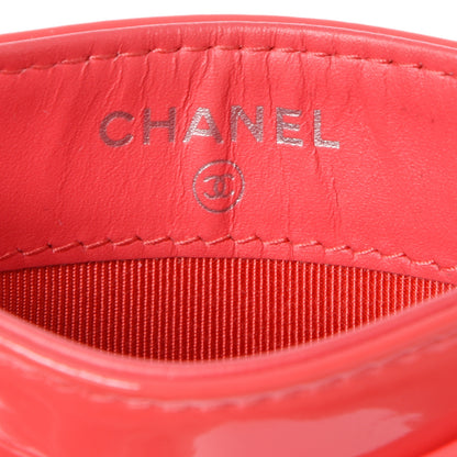Chanel Patent Calfskin Quilted Card Holder Coral 4 of 7