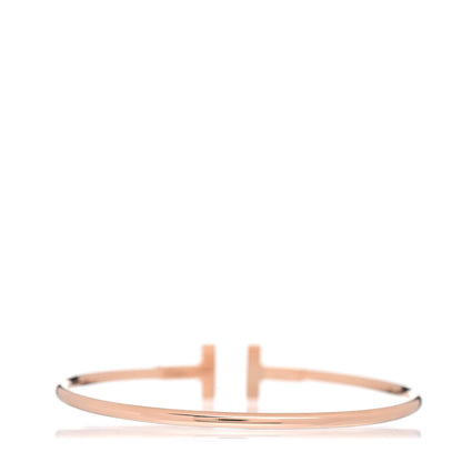 Tiffany 18K Rose Gold Diamond T Wire Bracelet 3 of 4