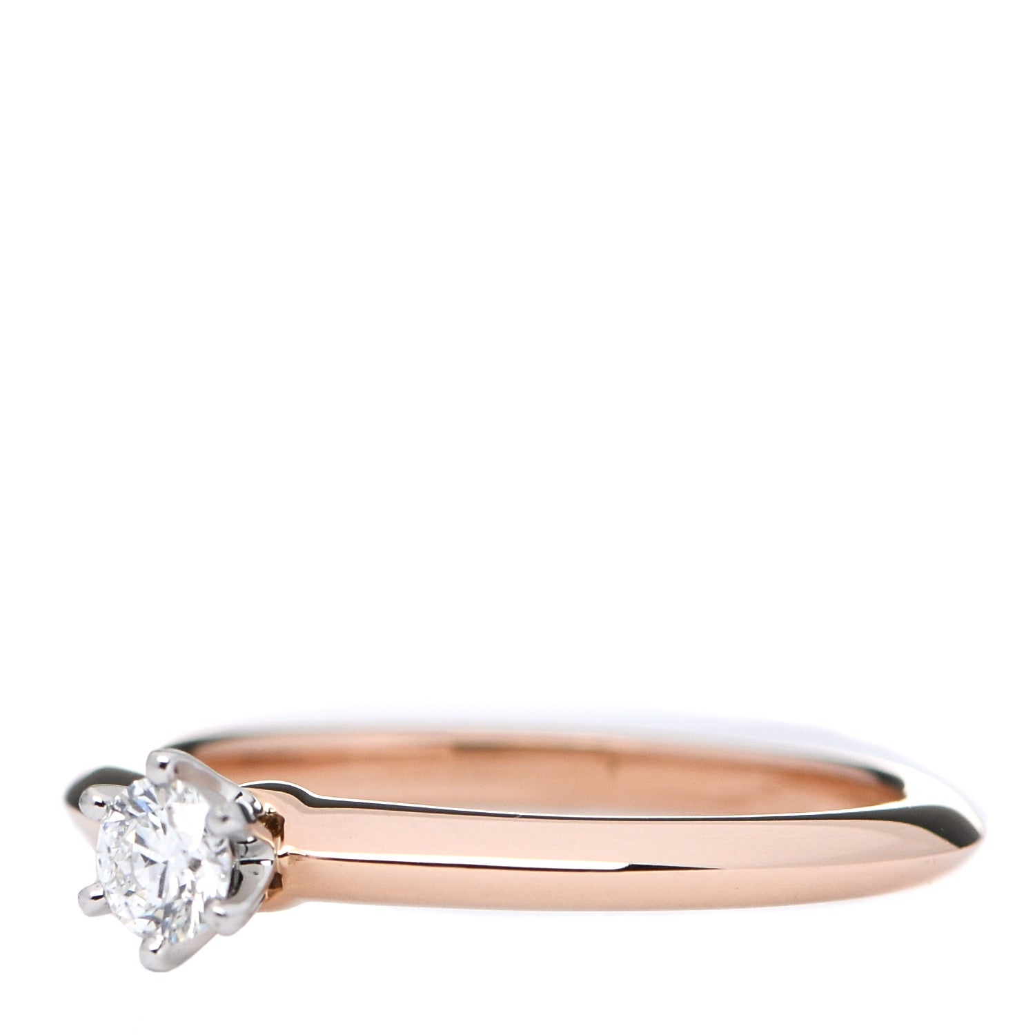 Tiffany Platinum 18K Rose Gold Diamond .16ct Solitaire Engagement Ring 50 5.25 3 of 6