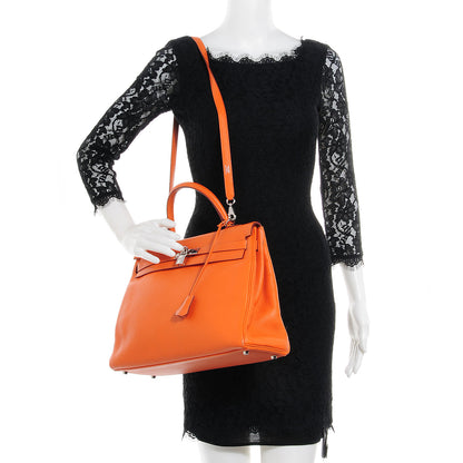Hermes Togo Kelly Retourne 35 Orange 2 of 13