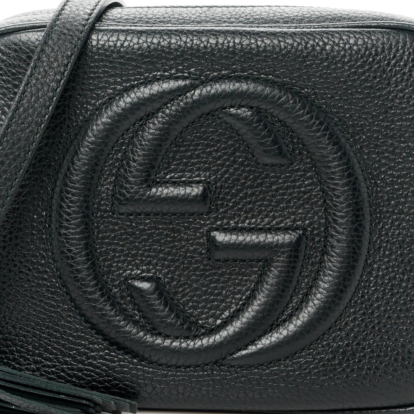 Pebbled Calfskin Small Soho Disco Bag Black