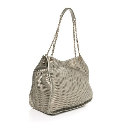 Chanel Metallic Calfskin Perforated Up In The Air Tote Light Gold 3 of 10