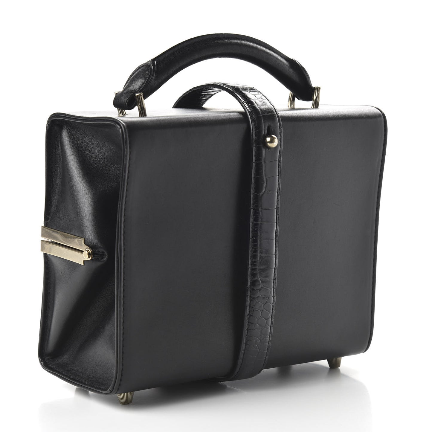 Calfskin Crocodile Embossed Tai Dopp Kit Bag Black