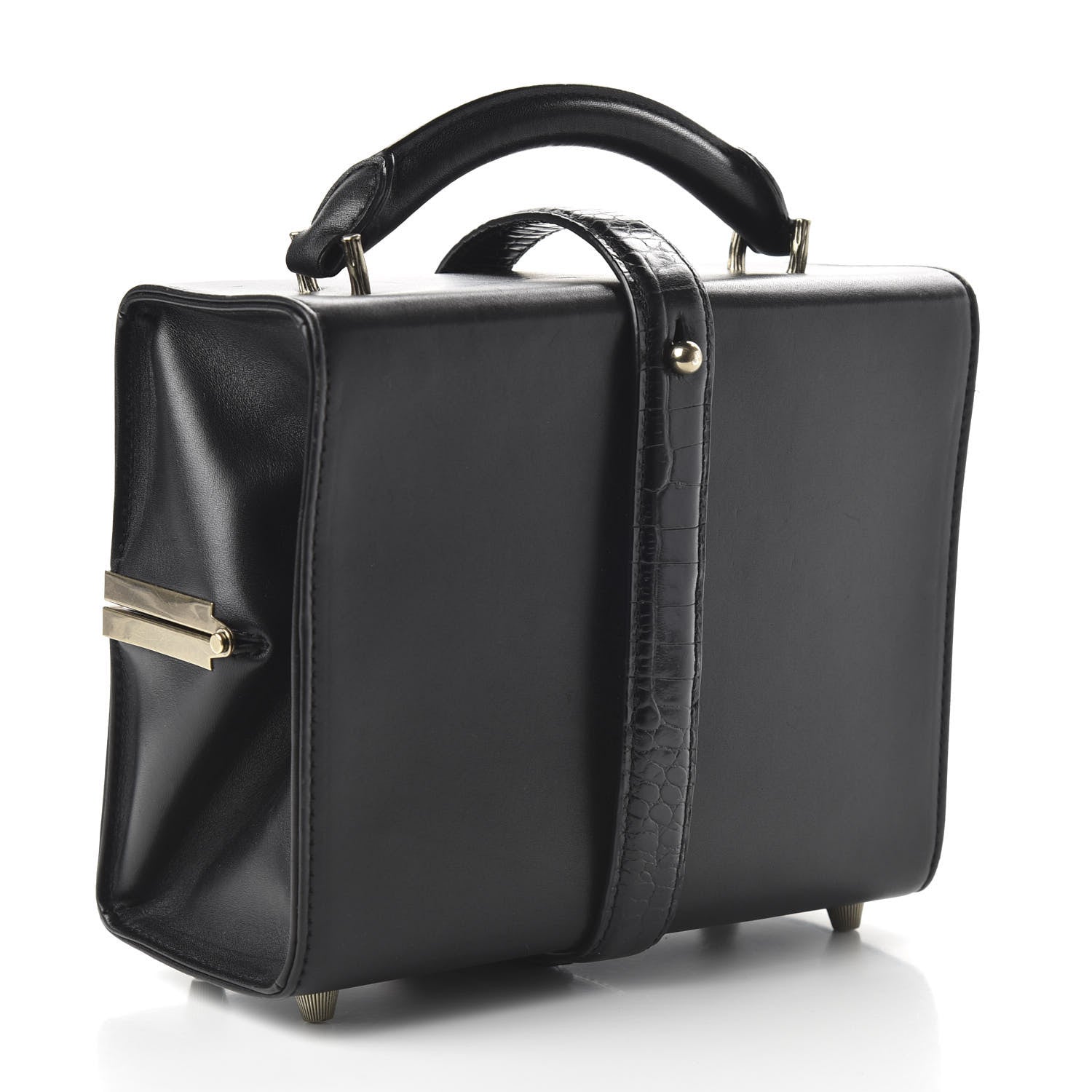 Alexander Wang Calfskin Crocodile Embossed Tai Dopp Kit Bag Black 3 of 9