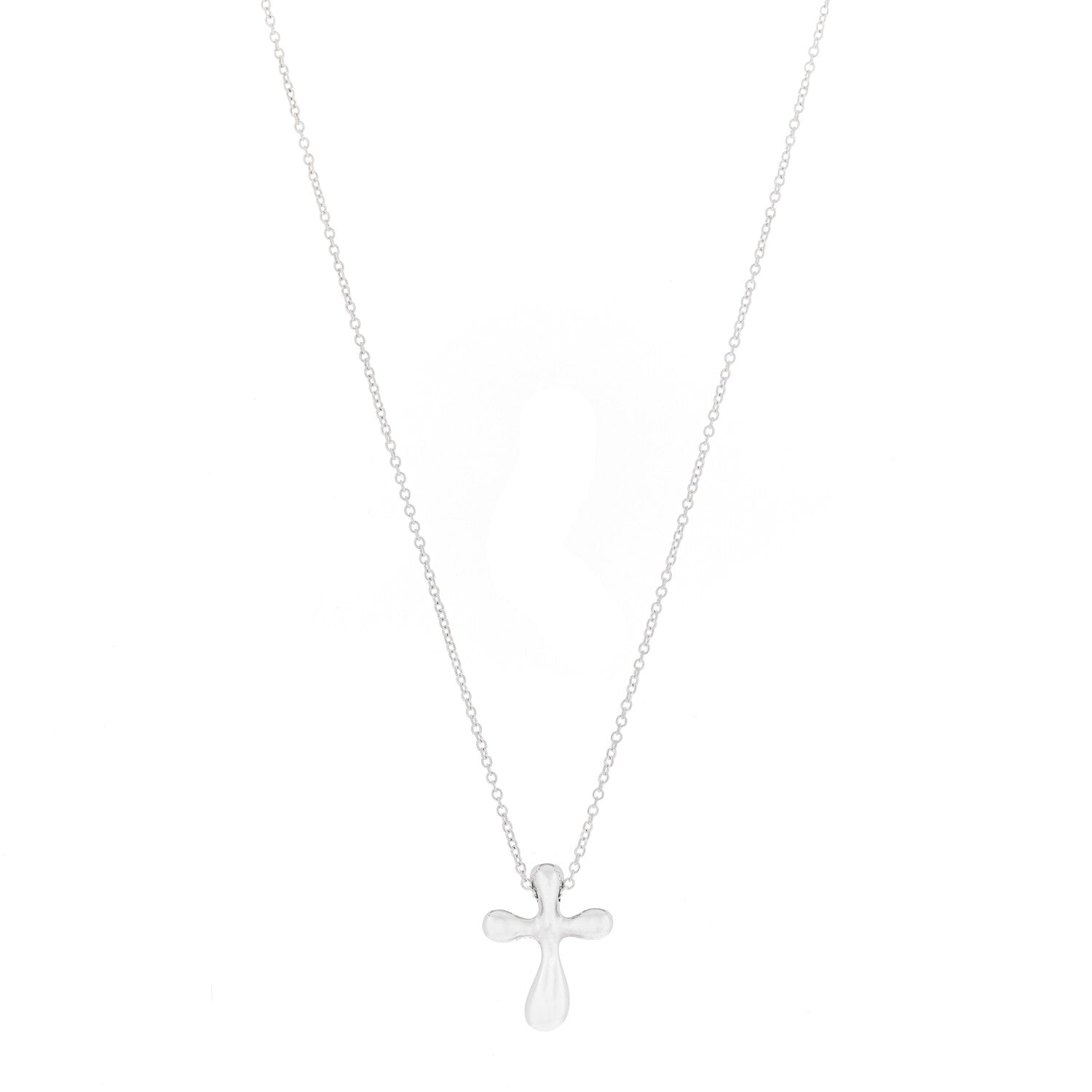 Tiffany Sterling Silver 12mm Elsa Peretti Cross Pendant Necklace 1 of 5