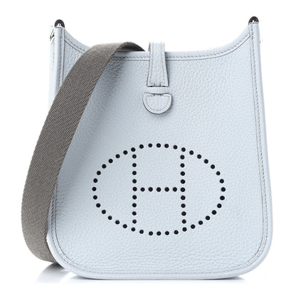 Hermes Taurillon Clemence Amazone Evelyne TPM Bleu Pale Etain 1 of 10