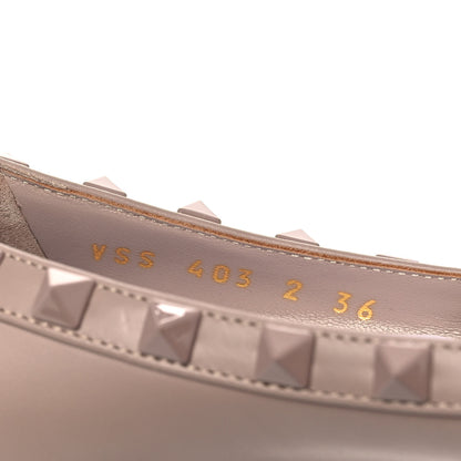 Valentino Garavani Calfskin Lacquered Monochrome Rockstud Ballerina Flats 36 Poudre 8 of 9