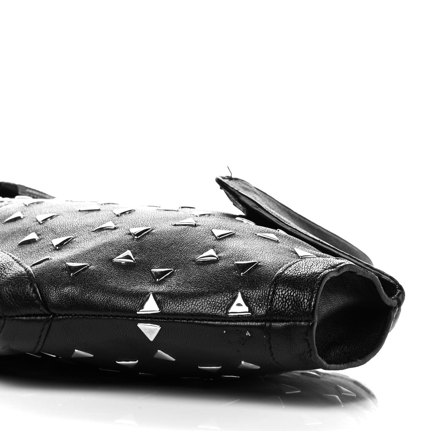 Calfskin Studded De Manta Clutch Black