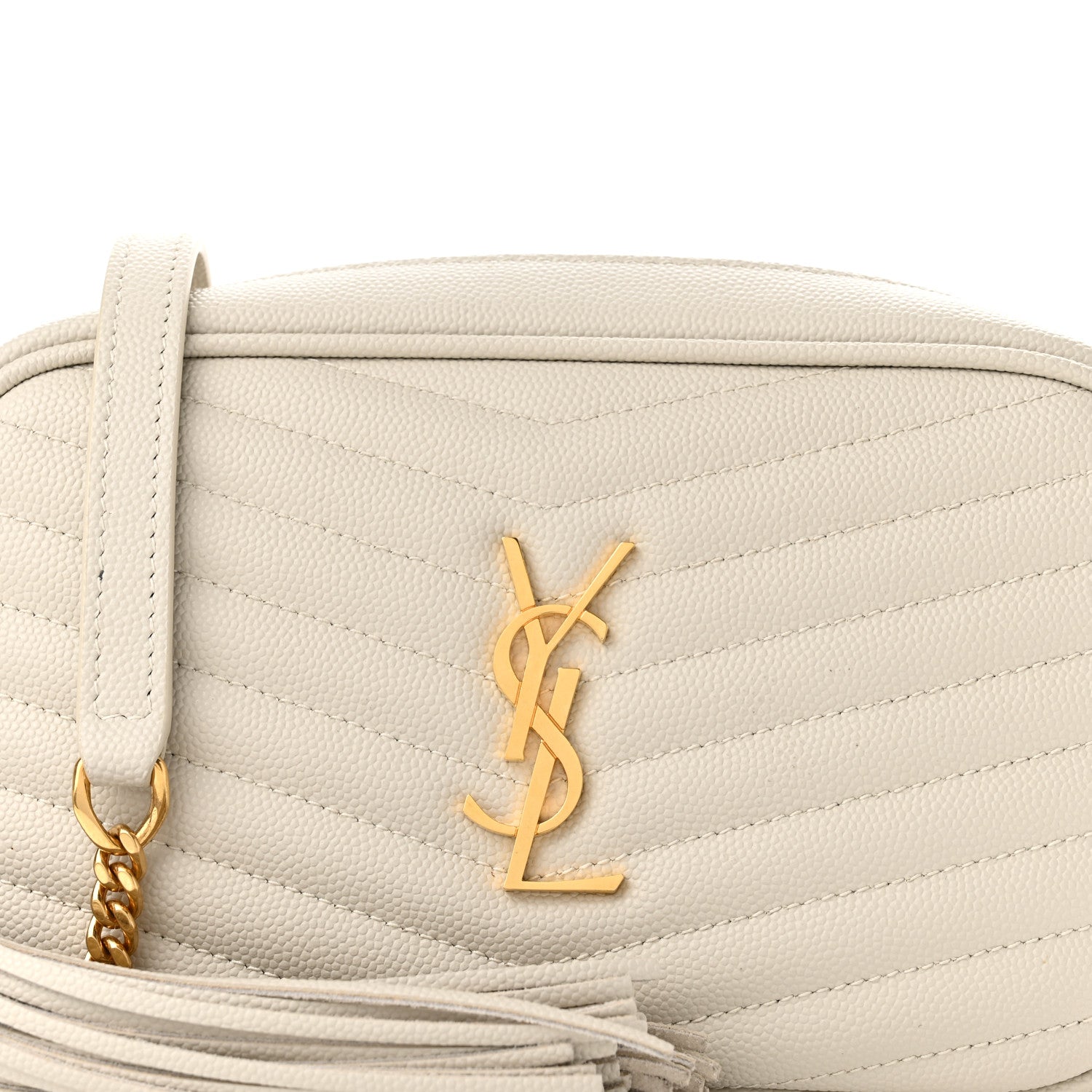 Saint Laurent Grain De Poudre Matelasse Monogram Mini Lou Camera Bag Crema Soft 8 of 10