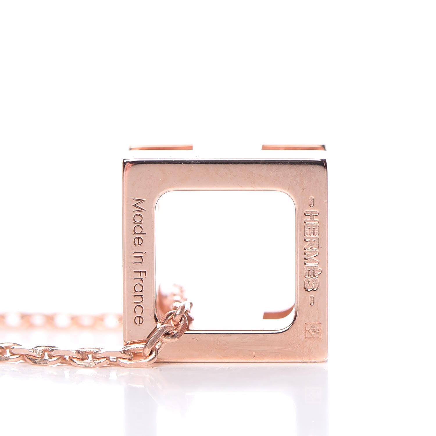 Hermes Rose Gold Lacquered Cage d'H Pendant Necklace Black 6 of 7