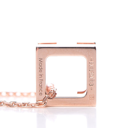 Hermes Rose Gold Lacquered Cage d'H Pendant Necklace Black 6 of 7