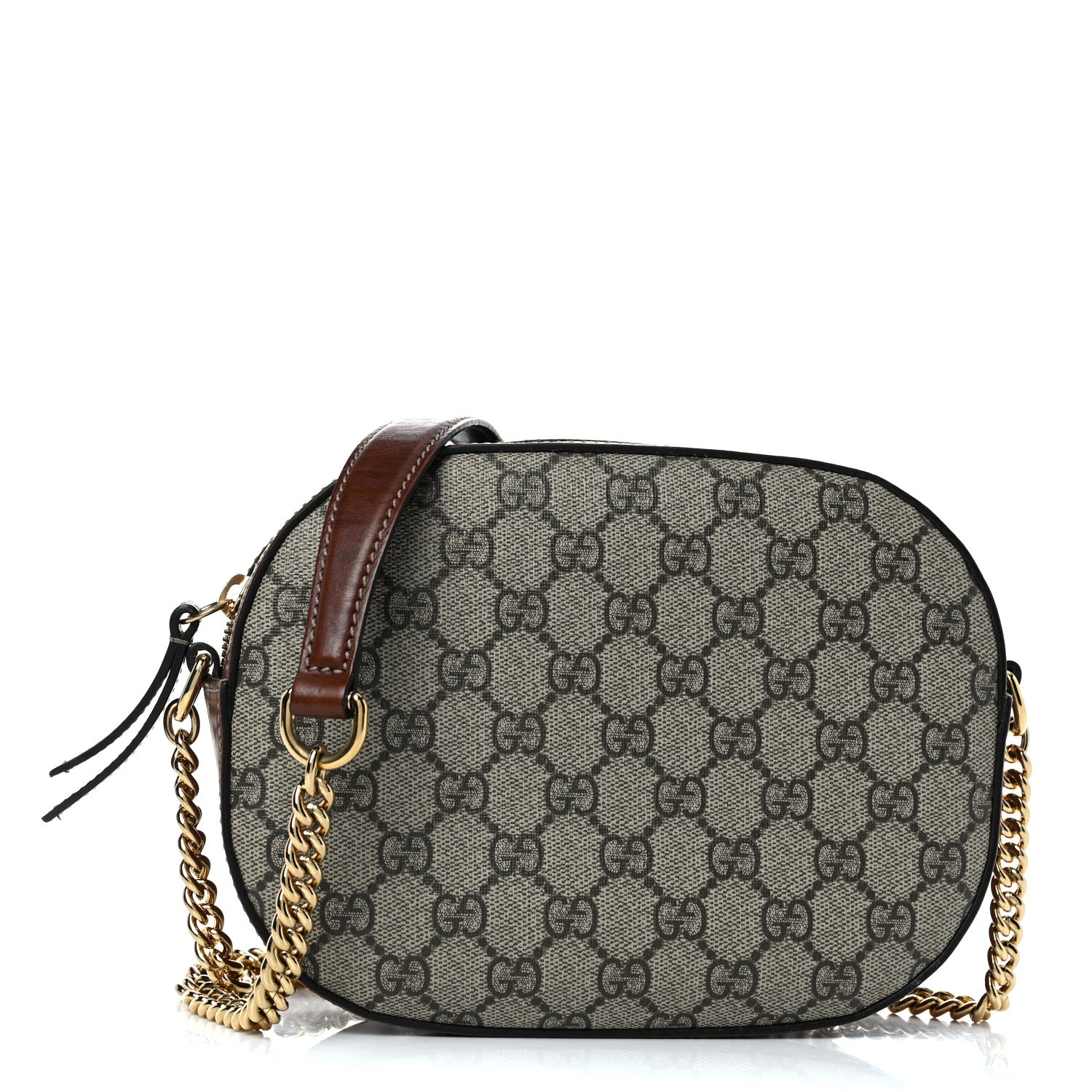 Gucci GG Supreme Monogram Cuoio Toscano Mini Chain Shoulder Bag Beige Ebony Cuir 1 of 14