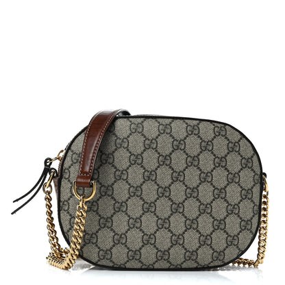 Gucci GG Supreme Monogram Cuoio Toscano Mini Chain Shoulder Bag Beige Ebony Cuir 1 of 14