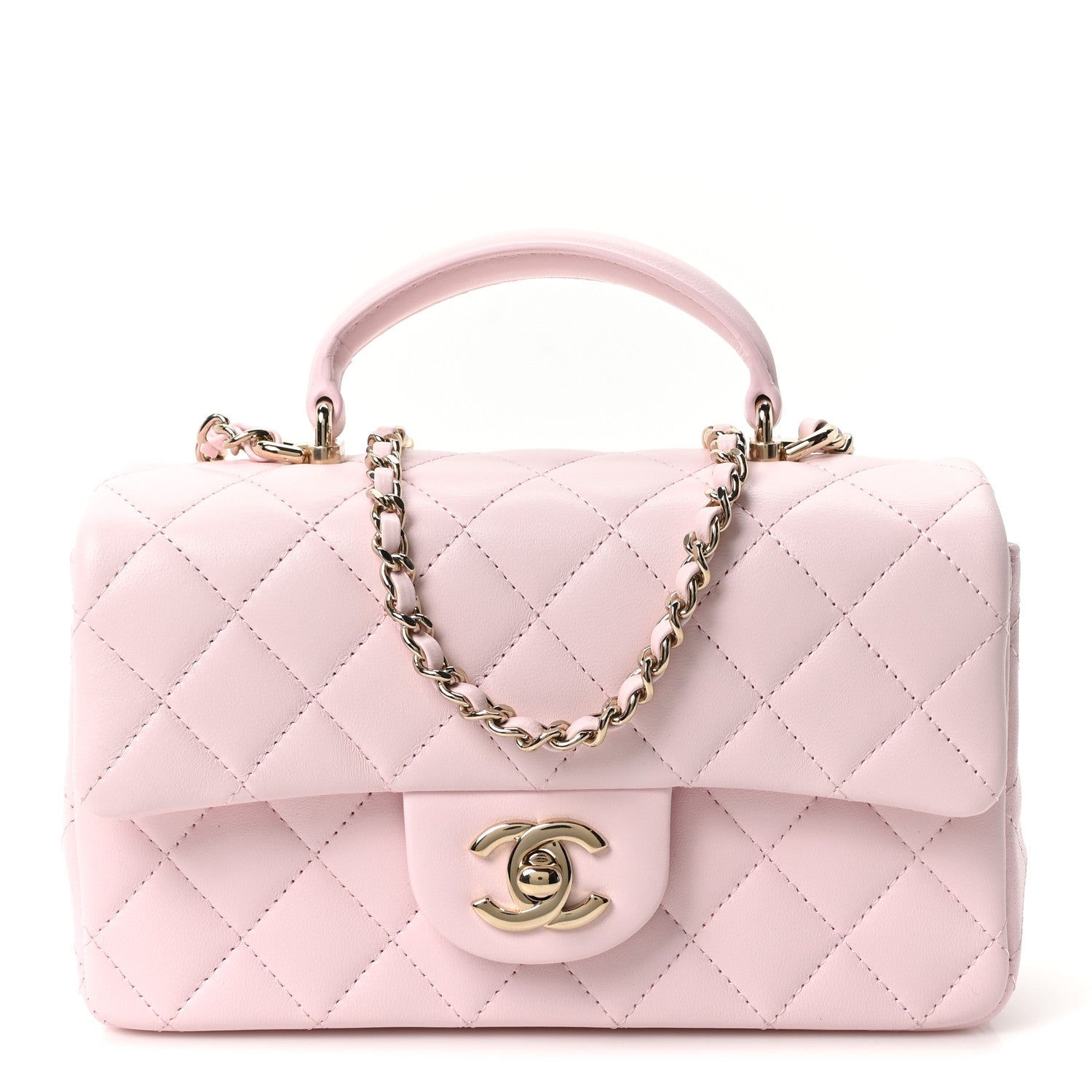 Chanel Lambskin Quilted Mini Top Handle Rectangular Flap Light Pink 1 of 10