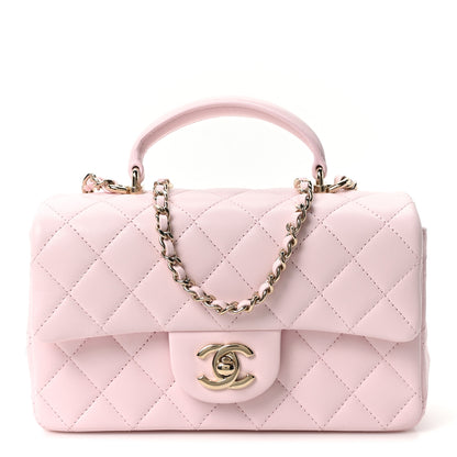Chanel Lambskin Quilted Mini Top Handle Rectangular Flap Light Pink 1 of 10