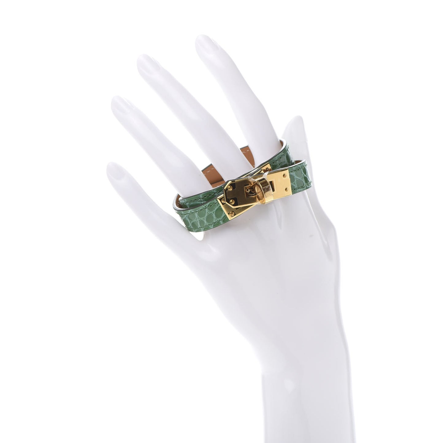 Shiny Alligator Kelly Double Tour Bracelet Cactus