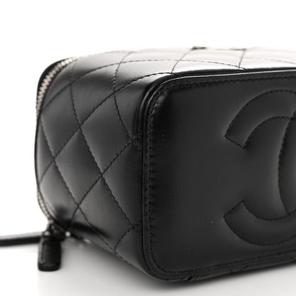 Chanel Shiny Crumpled Calfskin Crystal Quilted Precious Handle Vanity Case With Chain Black 9 of 11