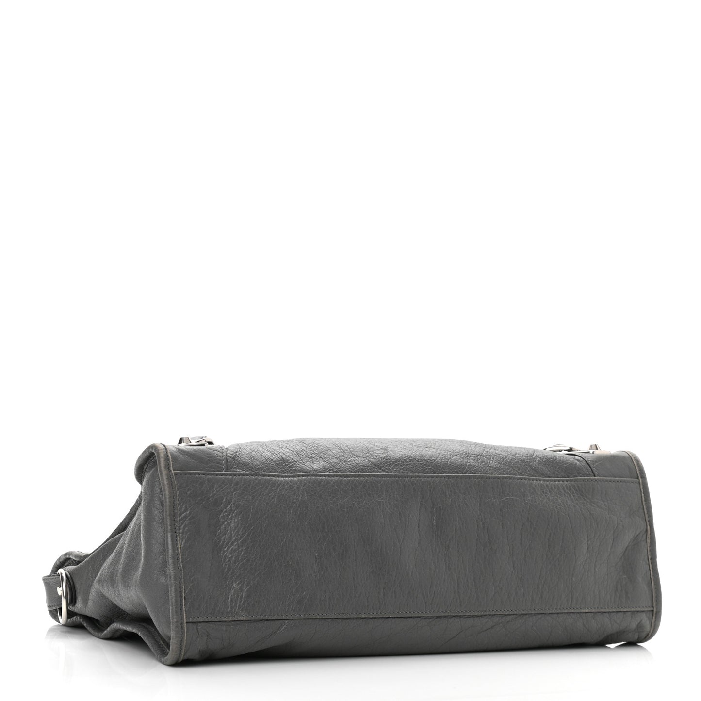 Agneau Silver Metallic Edge Hardware City Gris Cendre
