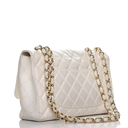 Chanel Caviar Quilted Jumbo Single Flap White 3 of 11