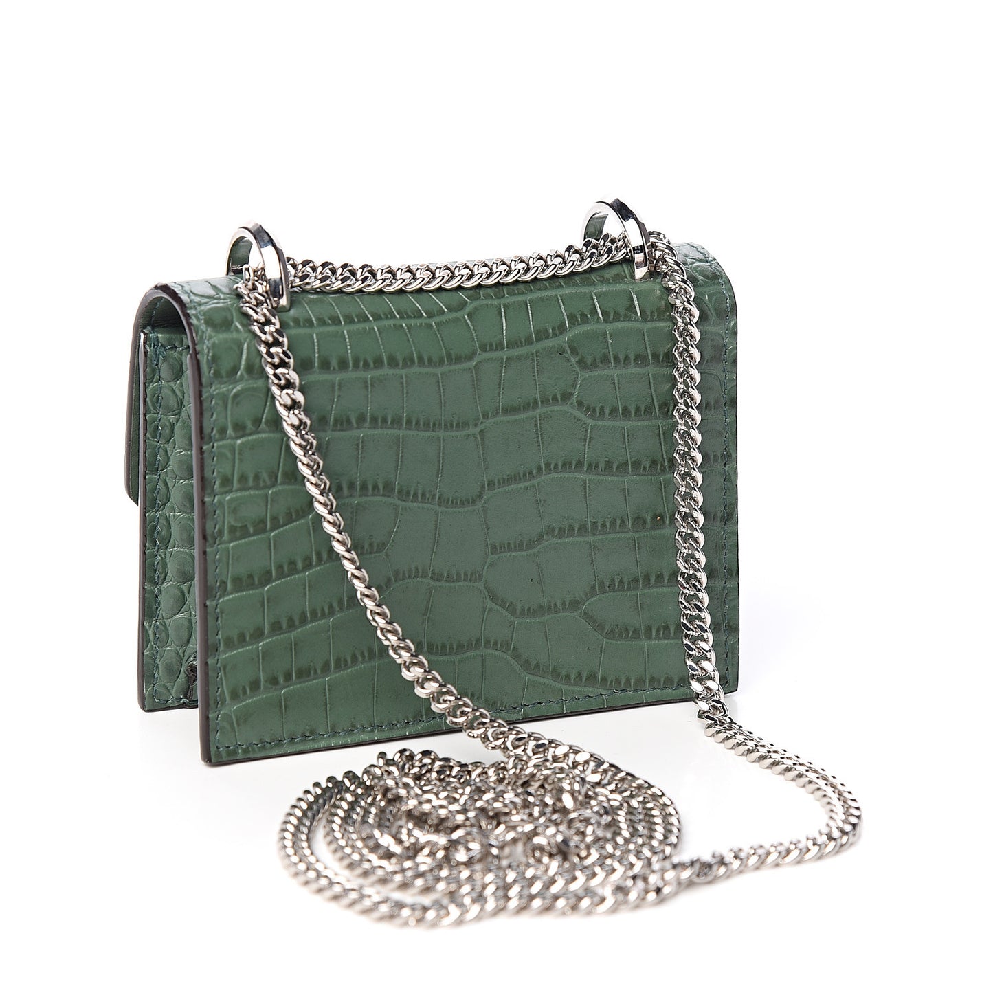 Calfskin Crocodile Embossed Mini Paris Crossbody Cactus
