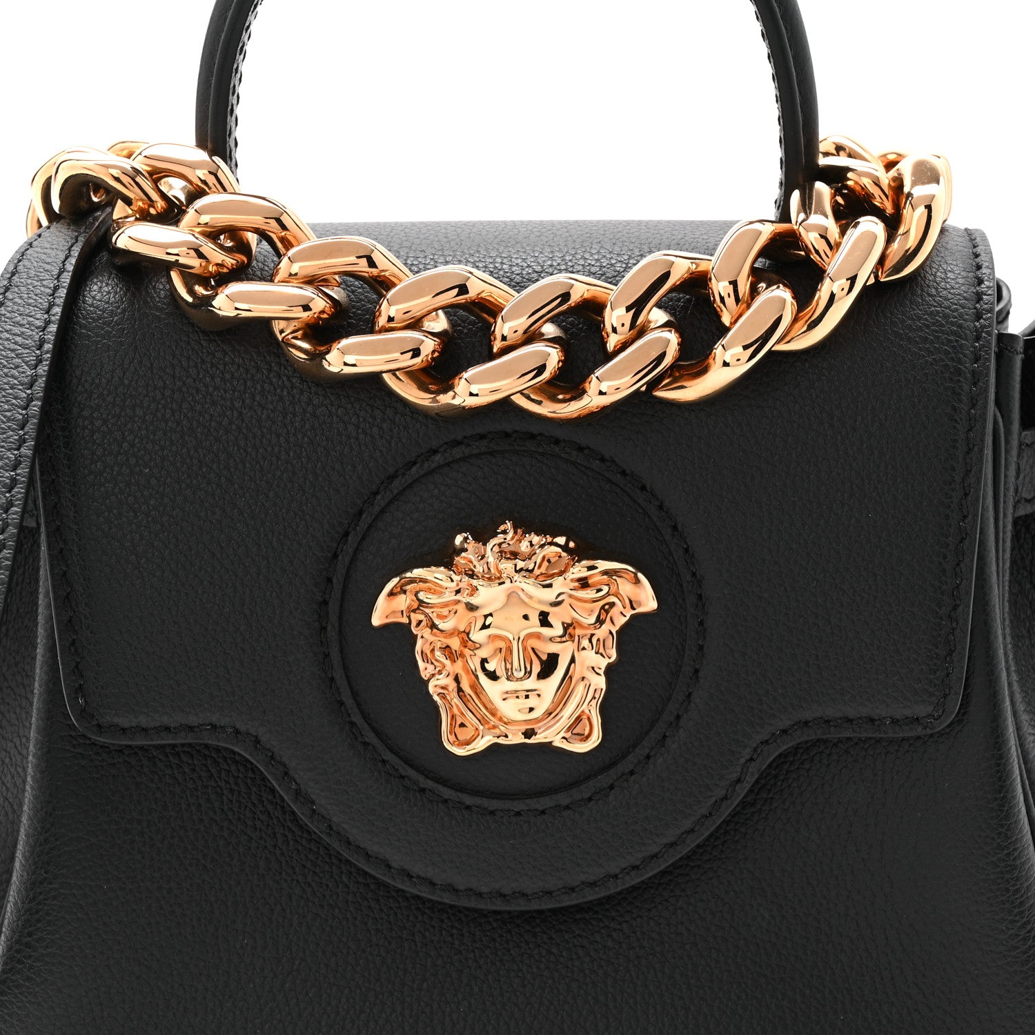 Versace Grained Calfskin Small La Medusa Top Handle Bag Black 13 of 17