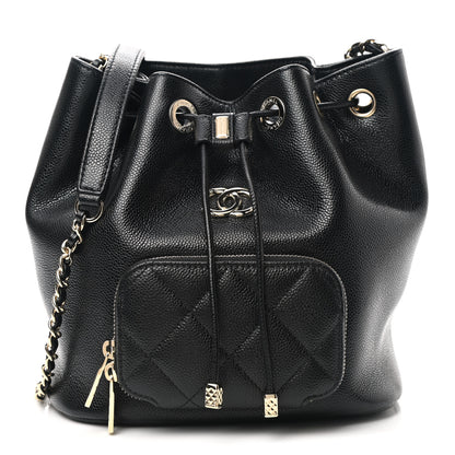 Chanel Caviar Quilted CC Pocket Bucket Bag Black 1 of 8