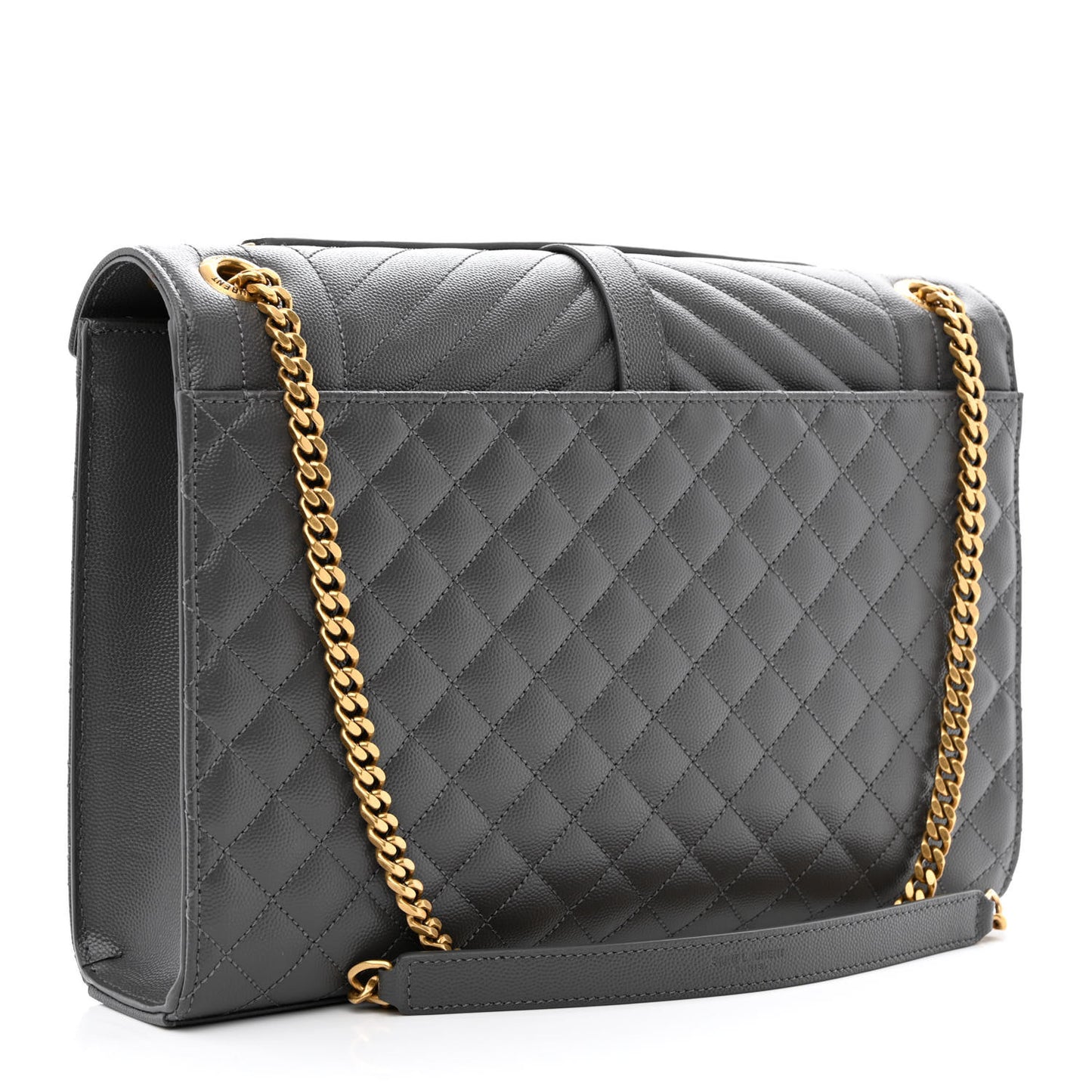 Grain De Poudre Textured Mixed Matelasse Large Triquilt Monogram Satchel Storm