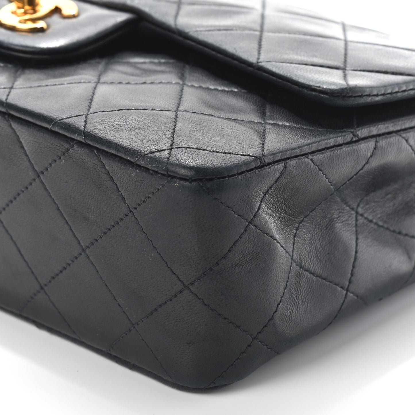 Lambskin Quilted Small Double Flap Black