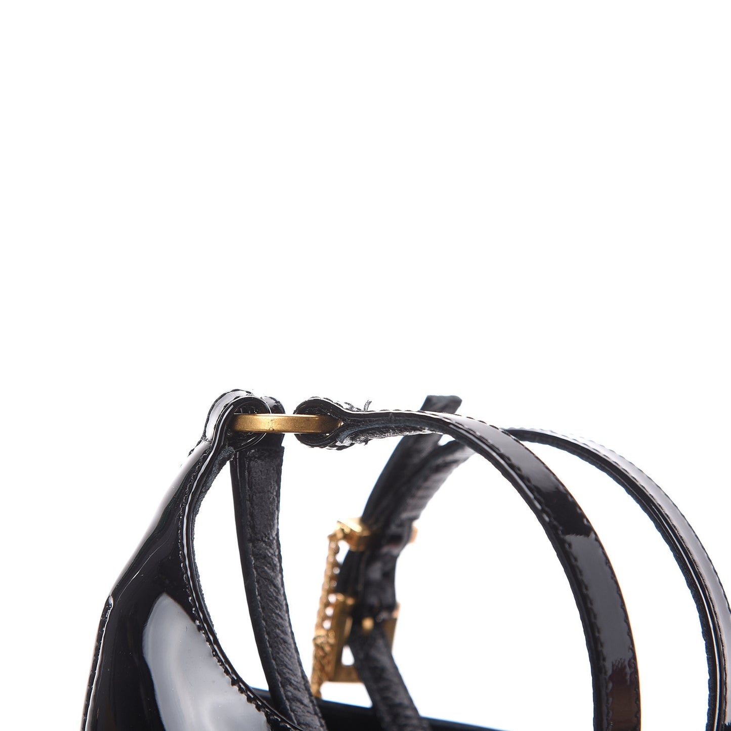 Patent Ankle Strap Ballerina Flats 36.5 Black
