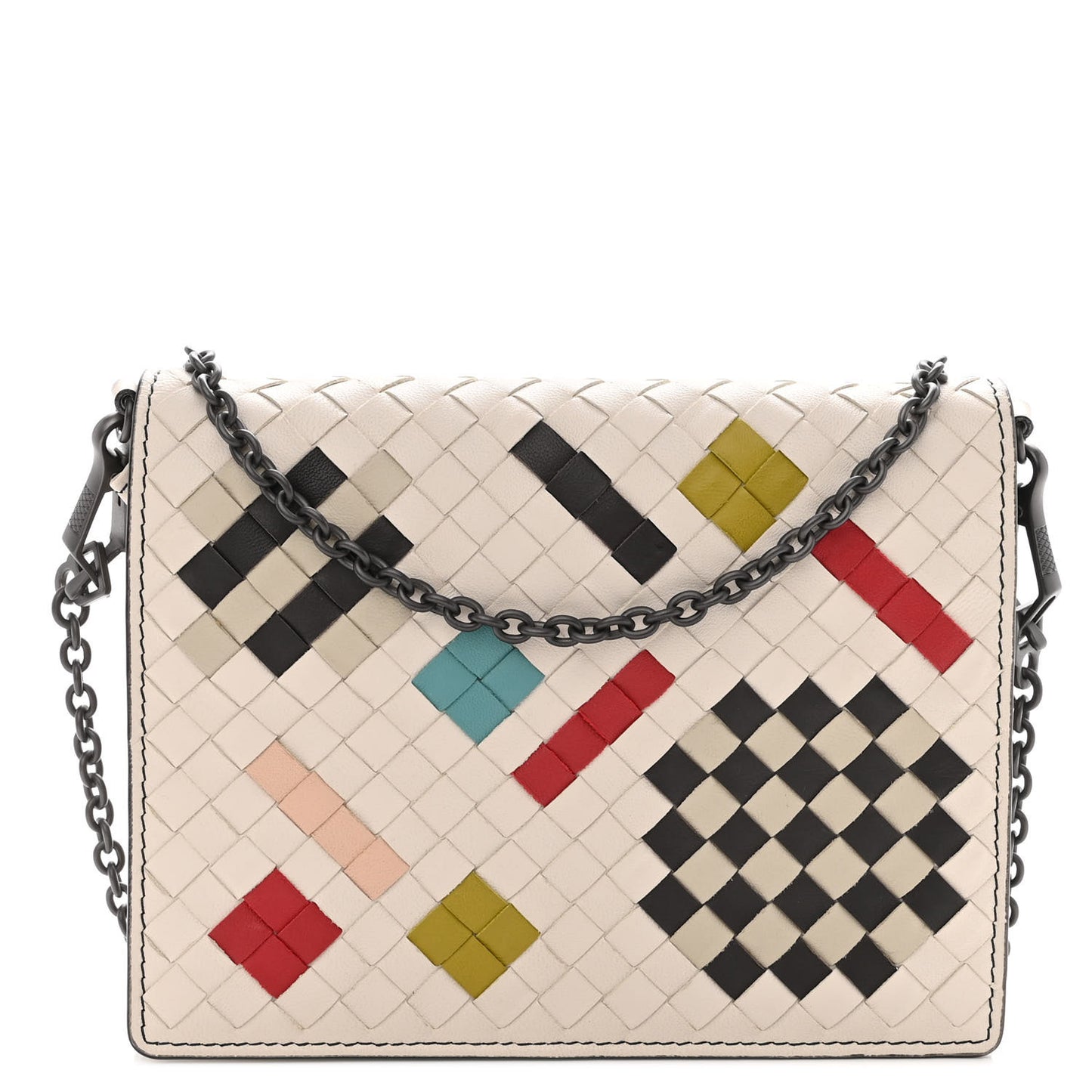 Nappa Intrecciato Chain Wallet Mist Abstract