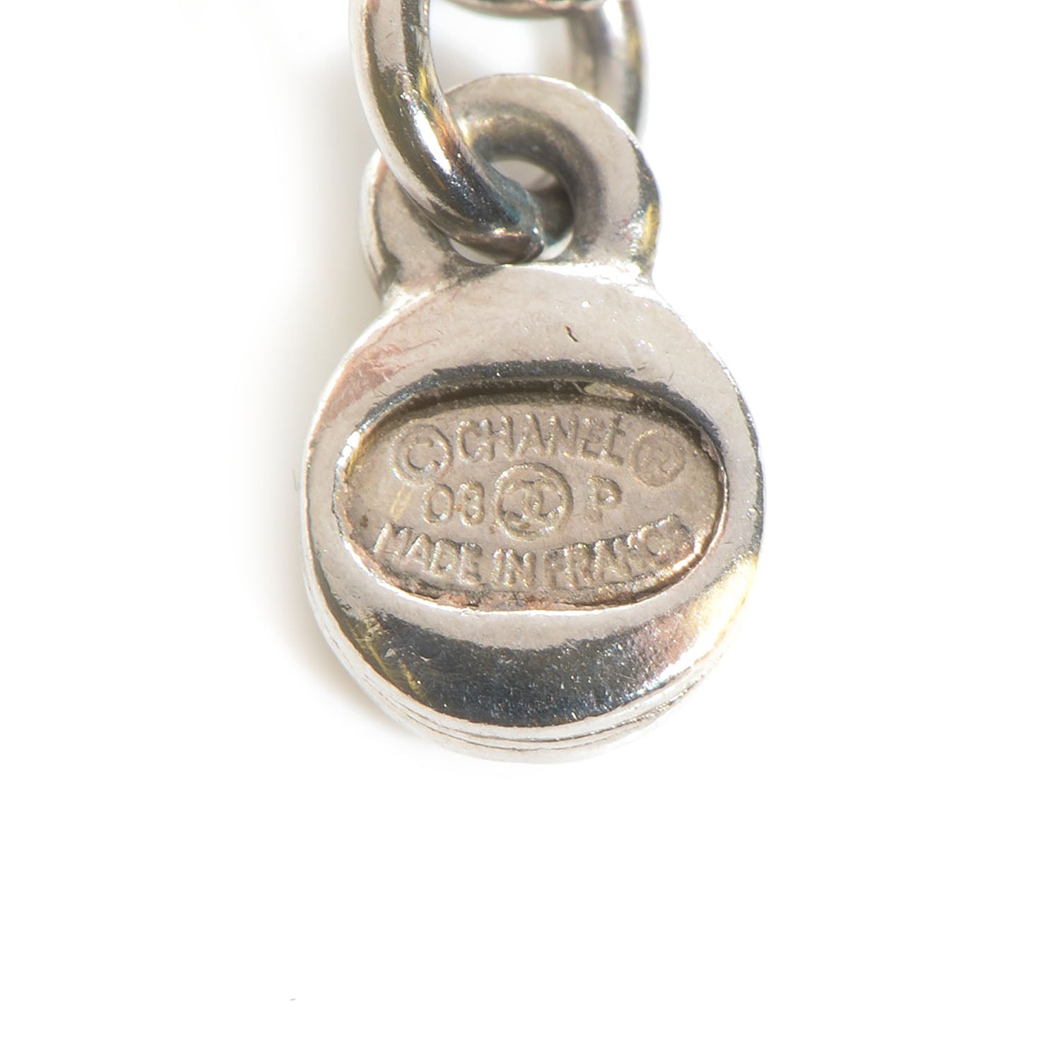 Chanel Crystal Love CC Pendant Necklace Silver Black 6 of 6