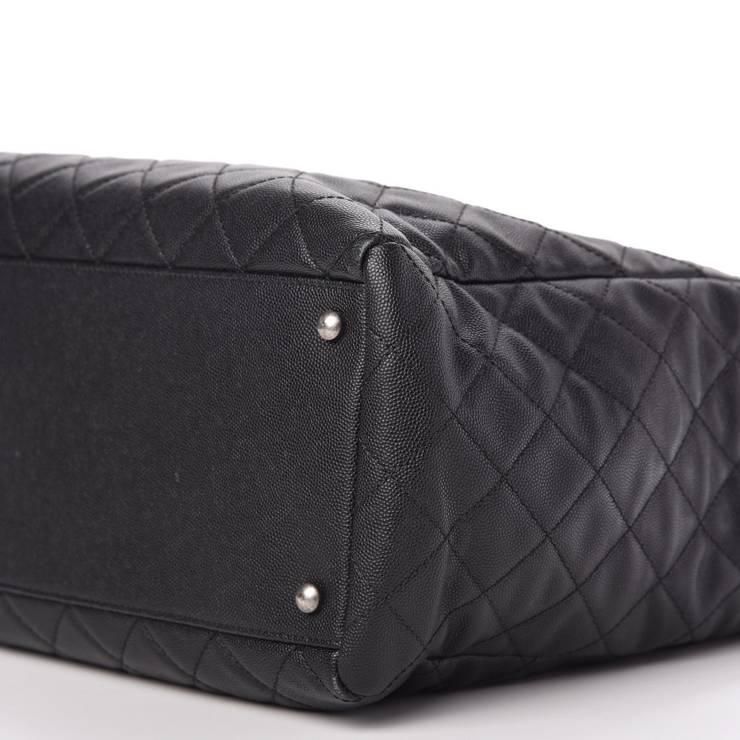 Caviar Lizard Quilted Large Coco Handle Shopping Tote Black