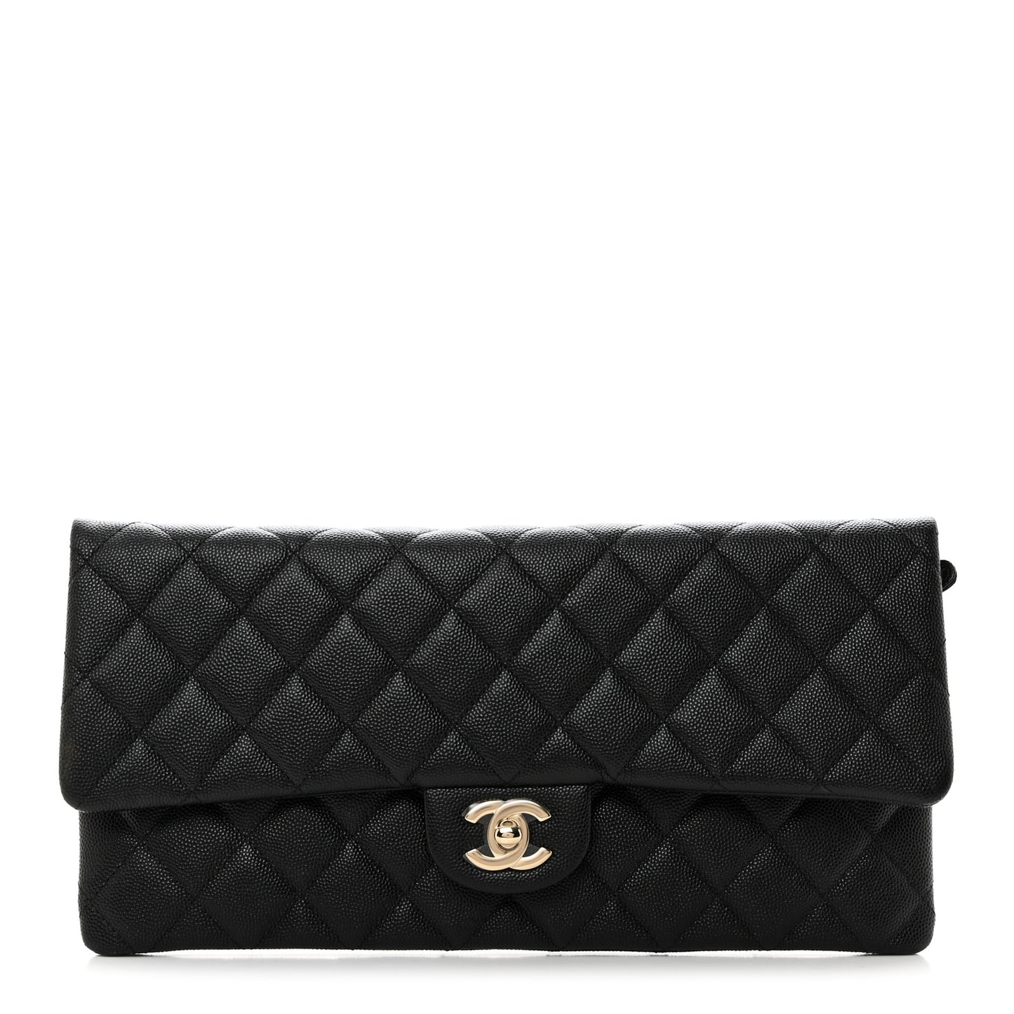 Caviar Quilted Flap Clutch Black