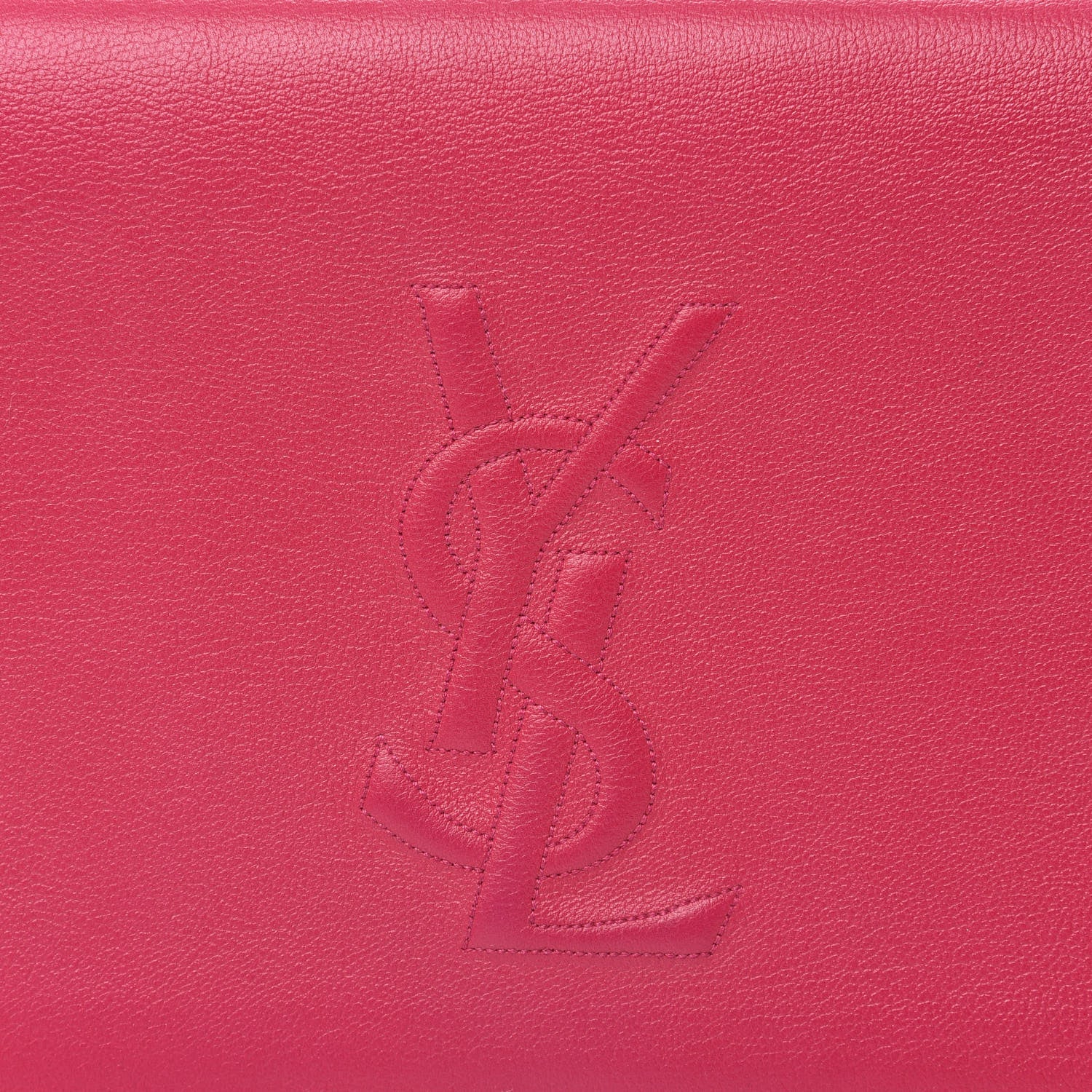 Saint Laurent Calfskin Monogram Large Belle De Jour Clutch Lipstick Fuchsia 10 of 11