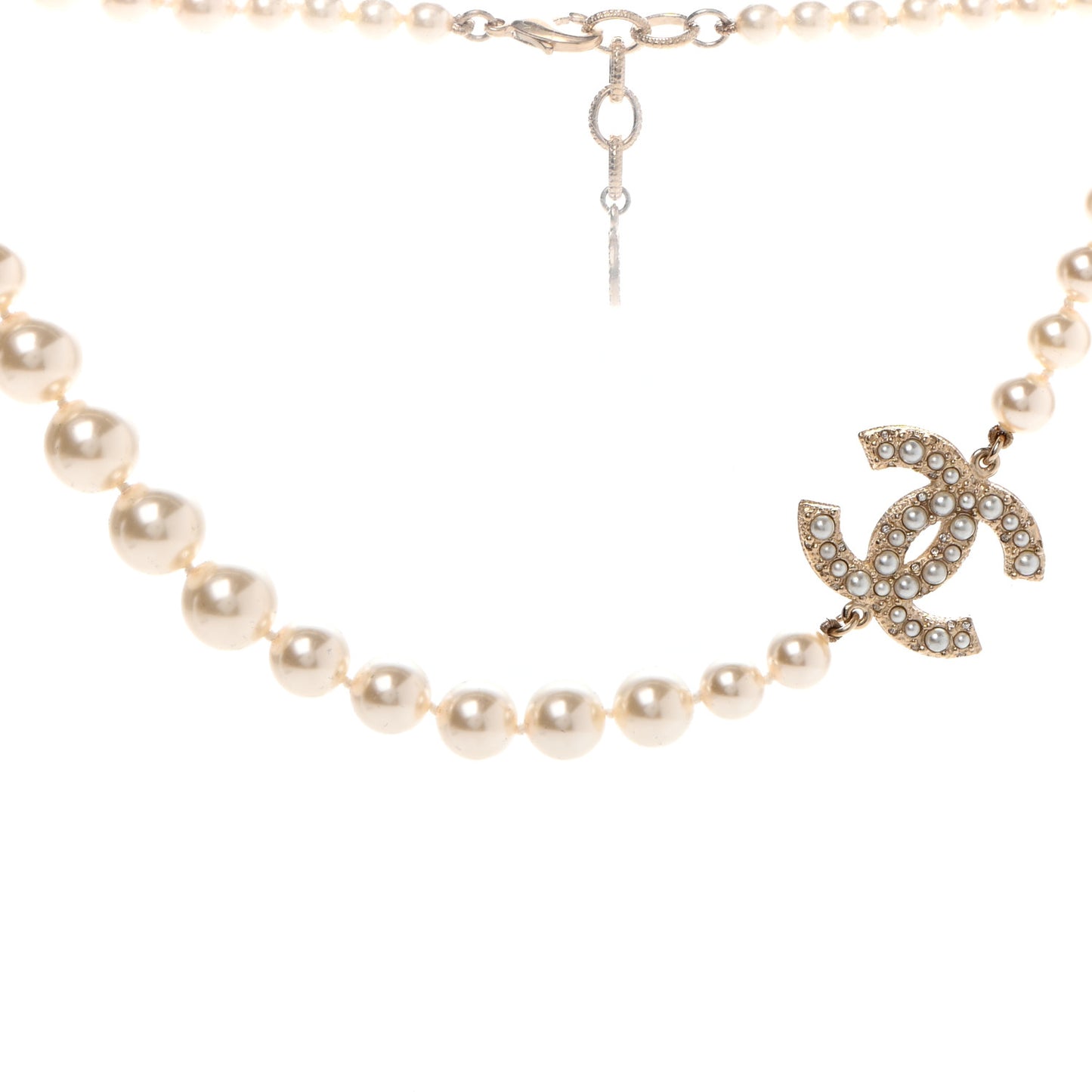 Pearl CC 100th Anniversary Necklace Light Gold