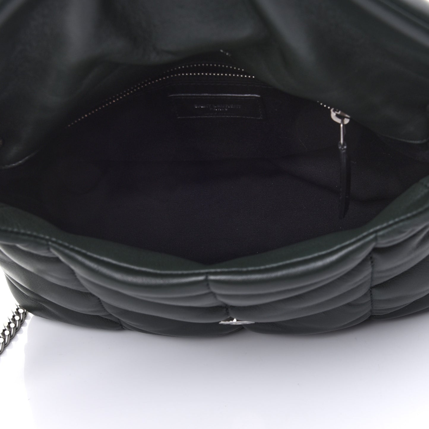 Lambskin Quilted Small Loulou Puffer Monogram Chain Satchel Dark Green