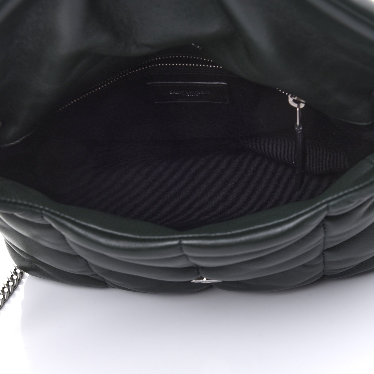 Saint Laurent Lambskin Quilted Small Loulou Puffer Monogram Chain Satchel Dark Green 4 of 4