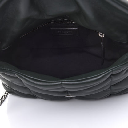 Saint Laurent Lambskin Quilted Small Loulou Puffer Monogram Chain Satchel Dark Green 4 of 4
